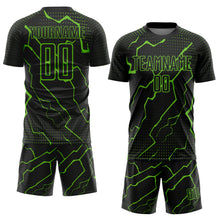 Charger l&#39;image dans la galerie, Custom Black Aurora Green Lightning Sublimation Soccer Uniform Jersey
