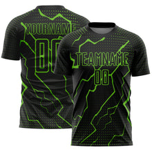 Charger l&#39;image dans la galerie, Custom Black Aurora Green Lightning Sublimation Soccer Uniform Jersey
