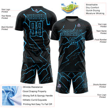 Laden Sie das Bild in den Galerie-Viewer, Custom Black Sky Blue Lightning Sublimation Soccer Uniform Jersey
