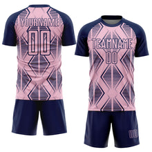 Laden Sie das Bild in den Galerie-Viewer, Custom Light Pink Navy Geometric Shapes Sublimation Soccer Uniform Jersey
