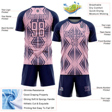 Laden Sie das Bild in den Galerie-Viewer, Custom Light Pink Navy Geometric Shapes Sublimation Soccer Uniform Jersey
