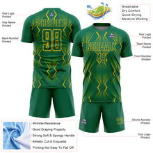 Загрузить изображение в средство просмотра галереи, Custom Kelly Green Yellow Geometric Shapes Sublimation Soccer Uniform Jersey
