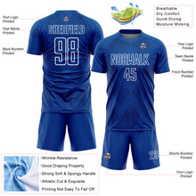 Charger l&#39;image dans la galerie, Custom Royal White Geometric Shapes Sublimation Soccer Uniform Jersey
