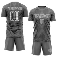 Загрузить изображение в средство просмотра галереи, Custom Gray White Geometric Shapes Sublimation Soccer Uniform Jersey
