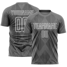 Загрузить изображение в средство просмотра галереи, Custom Gray White Geometric Shapes Sublimation Soccer Uniform Jersey
