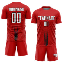 Загрузить изображение в средство просмотра галереи, Custom Red White-Black Arrow Shapes Sublimation Soccer Uniform Jersey
