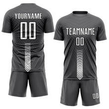 Charger l&#39;image dans la galerie, Custom Steel Gray White-Black Arrow Shapes Sublimation Soccer Uniform Jersey
