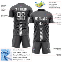 Charger l&#39;image dans la galerie, Custom Steel Gray White-Black Arrow Shapes Sublimation Soccer Uniform Jersey
