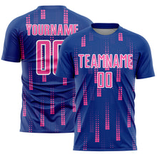 Charger l&#39;image dans la galerie, Custom Royal Pink-White Geometric Shapes Sublimation Soccer Uniform Jersey
