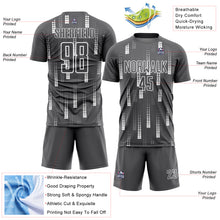 Charger l&#39;image dans la galerie, Custom Steel Gray White Geometric Shapes Sublimation Soccer Uniform Jersey
