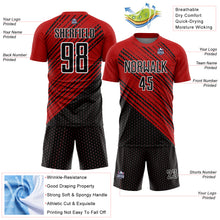 Загрузить изображение в средство просмотра галереи, Custom Red Black-White Diagonal Lines Sublimation Soccer Uniform Jersey
