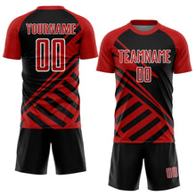 Загрузить изображение в средство просмотра галереи, Custom Black Red-White Lines Sublimation Soccer Uniform Jersey
