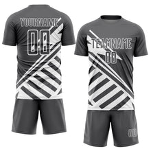 Загрузить изображение в средство просмотра галереи, Custom Steel Gray White Lines Sublimation Soccer Uniform Jersey
