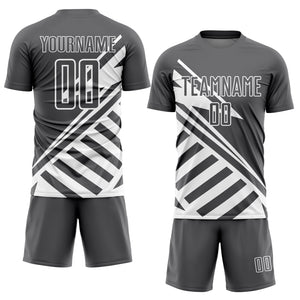 Custom Steel Gray White Lines Sublimation Soccer Uniform Jersey