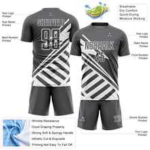 Загрузить изображение в средство просмотра галереи, Custom Steel Gray White Lines Sublimation Soccer Uniform Jersey
