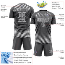 Загрузить изображение в средство просмотра галереи, Custom Steel Gray White Diagonal Lines Sublimation Soccer Uniform Jersey
