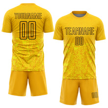 Загрузить изображение в средство просмотра галереи, Custom Gold Black Geometric Shapes Sublimation Soccer Uniform Jersey
