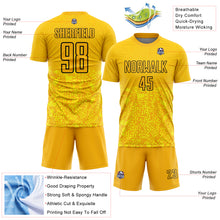 Загрузить изображение в средство просмотра галереи, Custom Gold Black Geometric Shapes Sublimation Soccer Uniform Jersey
