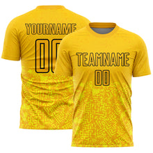 Загрузить изображение в средство просмотра галереи, Custom Gold Black Geometric Shapes Sublimation Soccer Uniform Jersey
