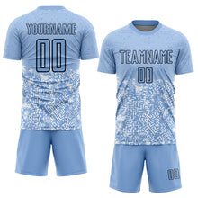 Загрузить изображение в средство просмотра галереи, Custom Light Blue Black Geometric Shapes Sublimation Soccer Uniform Jersey
