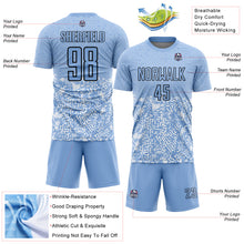 Загрузить изображение в средство просмотра галереи, Custom Light Blue Black Geometric Shapes Sublimation Soccer Uniform Jersey
