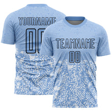 Загрузить изображение в средство просмотра галереи, Custom Light Blue Black Geometric Shapes Sublimation Soccer Uniform Jersey
