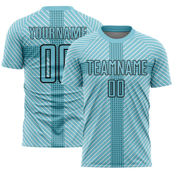 Custom Panther Blue Black Geometric Shapes Sublimation Soccer Uniform Jersey