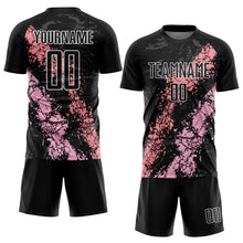 Загрузить изображение в средство просмотра галереи, Custom Black Light Pink-Medium Pink Dripping Splatter Art Sublimation Soccer Uniform Jersey
