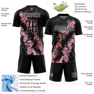 Custom Black Light Pink-Medium Pink Dripping Splatter Art Sublimation Soccer Uniform Jersey