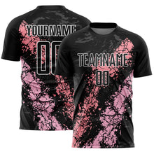 Загрузить изображение в средство просмотра галереи, Custom Black Light Pink-Medium Pink Dripping Splatter Art Sublimation Soccer Uniform Jersey
