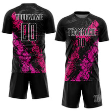 Загрузить изображение в средство просмотра галереи, Custom Black Hot Pink-Deep Pink Dripping Splatter Art Sublimation Soccer Uniform Jersey
