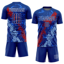 Charger l&#39;image dans la galerie, Custom Royal Red-Light Blue Dripping Splatter Art Sublimation Soccer Uniform Jersey
