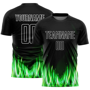 Custom Black White Flame Sublimation Soccer Uniform Jersey