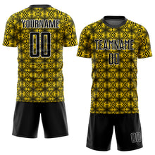 Загрузить изображение в средство просмотра галереи, Custom Yellow Black-White Geometric Shapes Sublimation Soccer Uniform Jersey
