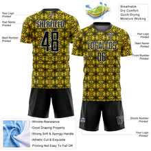 Загрузить изображение в средство просмотра галереи, Custom Yellow Black-White Geometric Shapes Sublimation Soccer Uniform Jersey
