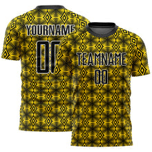 Загрузить изображение в средство просмотра галереи, Custom Yellow Black-White Geometric Shapes Sublimation Soccer Uniform Jersey
