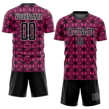 Load image into Gallery viewer, Custom Pink Black-White Geometric Shapes Sublimation Soccer Uniform Jersey
