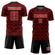 Загрузить изображение в средство просмотра галереи, Custom Red Black-White Geometric Shapes Sublimation Soccer Uniform Jersey
