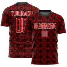 Загрузить изображение в средство просмотра галереи, Custom Red Black-White Geometric Shapes Sublimation Soccer Uniform Jersey
