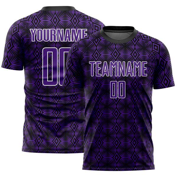 2024 Cheap Custom Purple Black White Geometric Shapes Sublimation Soccer Uniform Jersey Free Shipping CustomJerseysPro