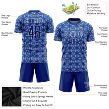 Загрузить изображение в средство просмотра галереи, Custom Royal Light Blue-White Geometric Shapes Sublimation Soccer Uniform Jersey
