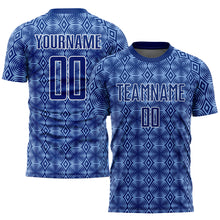 Загрузить изображение в средство просмотра галереи, Custom Royal Light Blue-White Geometric Shapes Sublimation Soccer Uniform Jersey
