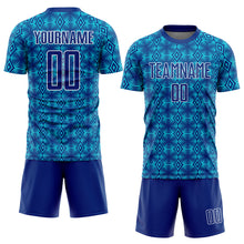 Charger l&#39;image dans la galerie, Custom Royal Lakes Blue-White Geometric Shapes Sublimation Soccer Uniform Jersey
