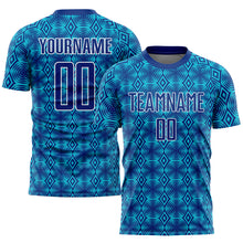 Charger l&#39;image dans la galerie, Custom Royal Lakes Blue-White Geometric Shapes Sublimation Soccer Uniform Jersey
