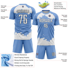 Загрузить изображение в средство просмотра галереи, Custom Light Blue White-Black Abstract Fragment Art Sublimation Soccer Uniform Jersey
