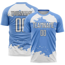 Загрузить изображение в средство просмотра галереи, Custom Light Blue White-Black Abstract Fragment Art Sublimation Soccer Uniform Jersey
