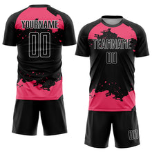 Загрузить изображение в средство просмотра галереи, Custom Black Neon Pink-White Abstract Fragment Art Sublimation Soccer Uniform Jersey
