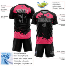 Загрузить изображение в средство просмотра галереи, Custom Black Neon Pink-White Abstract Fragment Art Sublimation Soccer Uniform Jersey
