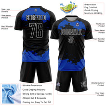 Загрузить изображение в средство просмотра галереи, Custom Black Thunder Blue-White Abstract Fragment Art Sublimation Soccer Uniform Jersey
