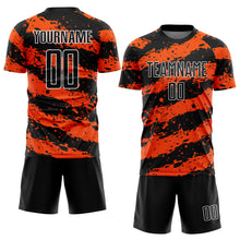 Загрузить изображение в средство просмотра галереи, Custom Black Orange-White Splash Sublimation Soccer Uniform Jersey
